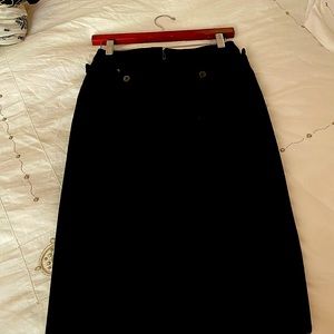 Yves St Laurent Black cotton velvet pencil skirt back pockets knee length